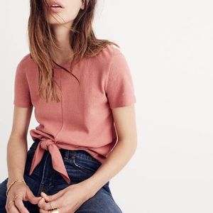 Madewell Pink Texture and thread tie front top